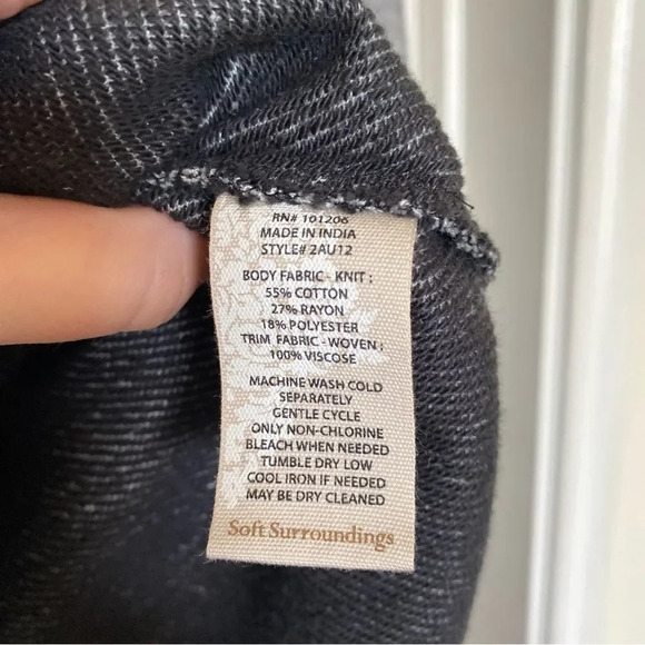 SOFT SURROUNDINGS York Tiered Pullover Sweater Gray Black Chiffon Size Medium - Picture 8 of 8